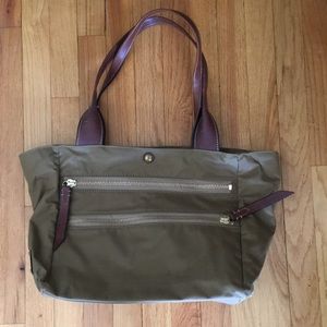 Frye Beige Shoulder Bag with Leather Trim